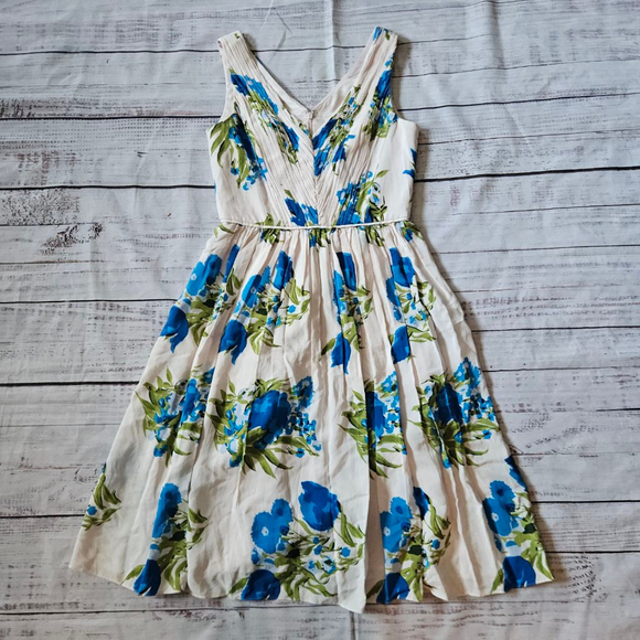 Boden Dresses & Skirts - Boden Serena Swishy Blue Floral Pleated Mini Fit And Flare Dress Womens 4L
